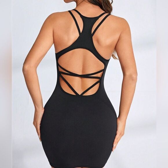 Private Label Dresses & Skirts - Sexy Open Back Active Mini Bodycon Dress Runs small